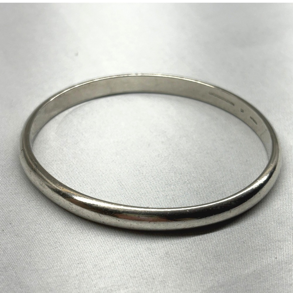 IC Bangle Bracelet Unisex 7.5 Silver Good Handwrought Sterling 1984 Etched - Picture 10 of 11